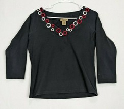 Peck and Peck Womens Shirt Size L Cotton Blend Black - $9.68