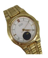 PARTS/REPAIR Vintage 80s Seiko Quartz Gold Tone Moonphase Watch Roman Dial - $60.90 CAD