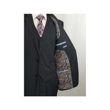 Men Suit ADOLFO 3Pc 100% Soft Wool Vested Business Formal 2 Button 1608 Charcoal image 2