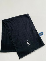 Polo Ralph Lauren Fringe Cotton Rectangle Scarf Black - $118.77