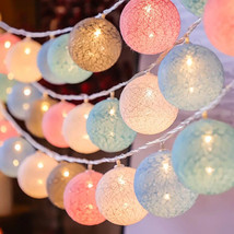 20 LED Cotton Ball Garland String Lights - £7.57 GBP