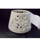 HOME INTERIOR IVORY FLORAL CUTOUT CERAMIC CANDLE SHADE TOPPER 2.5&quot; JAR O... - £18.95 GBP