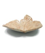 Handmade Ceramic Fig Leaf Bowl, Beige Speckled Stoneware Dining Room Decor - £76.09 GBP