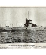 1914 British Navy Submarine Great Britain WW1 Print Antique Military War  - $56.16 CAD