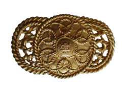 Vtg 1980s Gold Tone LARGE Lion Crest Rope Statement Runway Belt Buckle ~... - £19.91 GBP