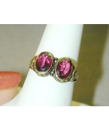 FANTASTIC Antique Etruscan 14k 2 Oval Rhodolite Garnet Ring 8.75+ - $9,408.39 MXN
