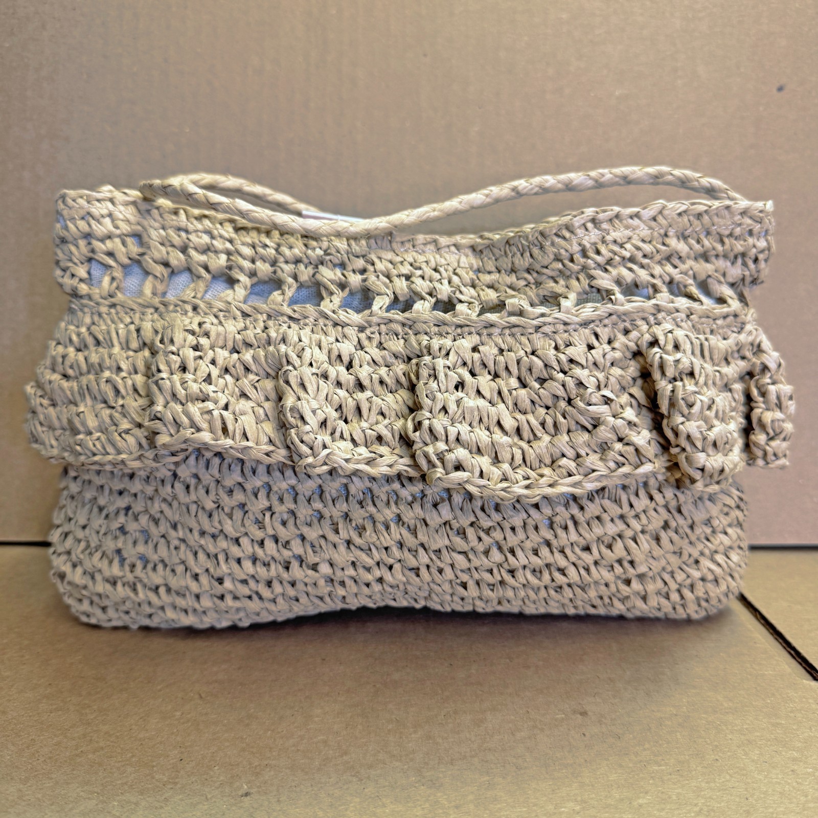 Aqua Gypsy Raffia Clutch - Natural Item image 5