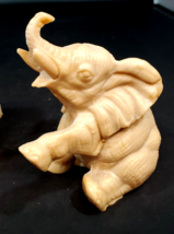 Set of 2 Vintage Ceramic Elephant Figurines, 4&#39; Tall, Tan in Color. - £23.87 GBP
