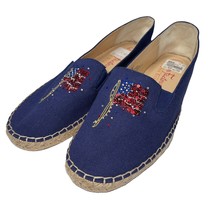 Quacker Factory Shoes Blue American Flag Espadrilles Rhinestones Sequins Fenla - £33.95 GBP