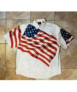 Cotton Traders Men&#39;s Large Button-Down Shirt Patriotic Americana USA Flag - $14.85