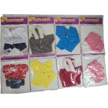 Vintage Fibre-Craft Tiny Doll Baby Clothes NIp coats denim shorts sqim s... - $38.79