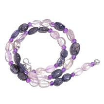 Natural Iolite Crystal Amethyst Gemstone Mix Shape Beads Necklace 17&quot; UB-5610 - £8.75 GBP