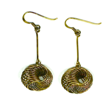 Vintage Earrings 925 Sterling Silver Gold Vermeil Spiral Dangle Drop Ear... - $26.00