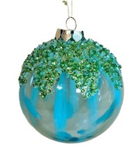 December Diamonds 79-81415 Teal w/ Green Bead 4&quot; Glass Christmas Ornament - $18.66