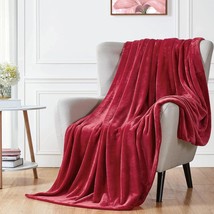 Fleece Blanket Plush Throw Fuzzy Lightweight (Xl-Twin Size 66X90 Red) Super Soft - £34.60 GBP