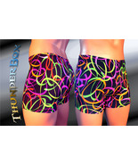 Thunderbox Nylon Spandex Mens Womens 80&#39;s Electric Print Titan Shorts - L   - $376.96 MXN