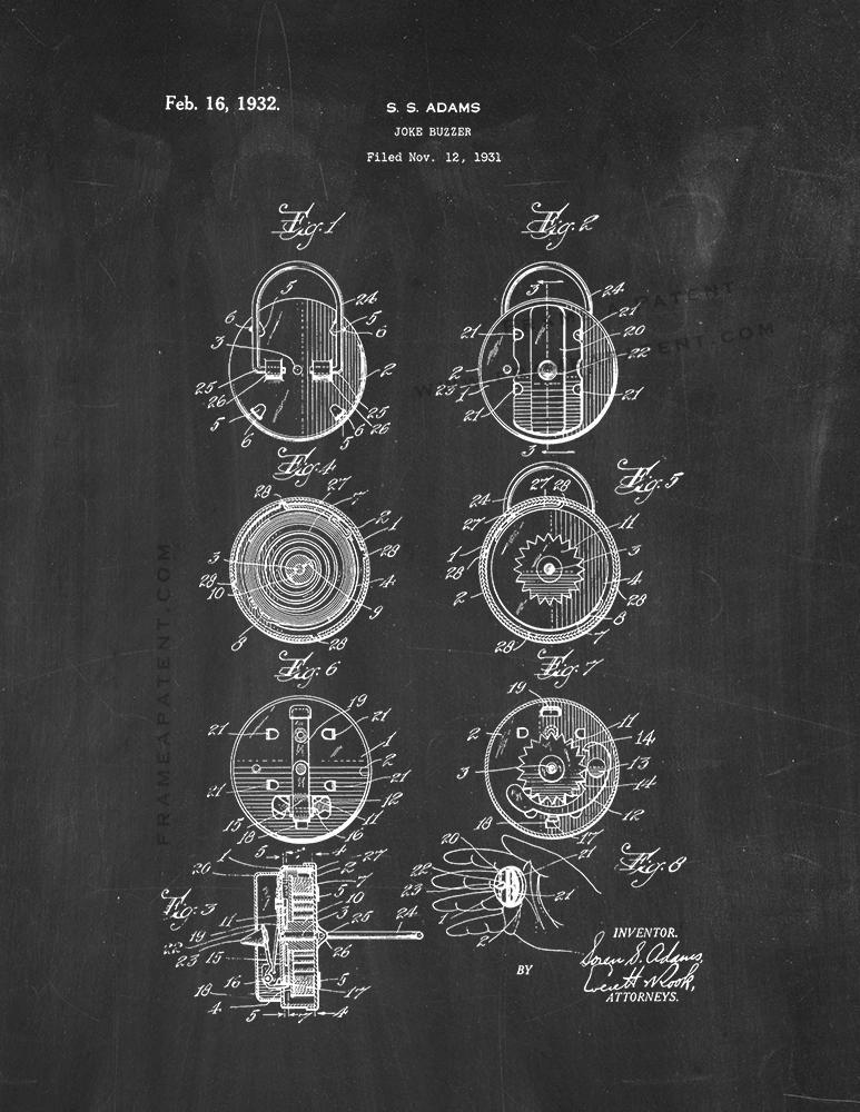 Joke Buzzer Patent Print - Chalkboard