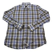 Hugo Boss Shirt Mens XL Brown &amp; Blue Plaid Button Up Dress Work Italy - £19.76 GBP