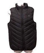 Black Heated Puffer Vest Men Full Zip Pockets Lined Rechargeable Size Large - $55.37