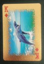 Animal-Themed Golden Foil PVC Mini Playing Card Dolphins King Diamonds - $1.84