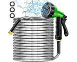 50 Ft, Stainless Steel Water Hose  with 10 Function Nozzle, No Kink - £62.66 GBP