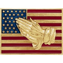 Authenticity Guarantee 
14K Yellow Gold American Flag with Praying Hands Lape... - £638.56 GBP
