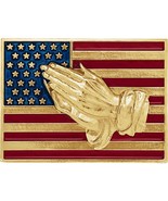Authenticity Guarantee 
14K Yellow Gold American Flag with Praying Hands... - £631.27 GBP