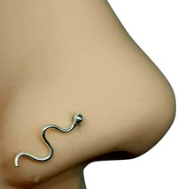 Snake Nose Stud Serpent 925 Sterling Silver 22g (0.6mm) Nose Pin Ball End Stud - £3.90 GBP