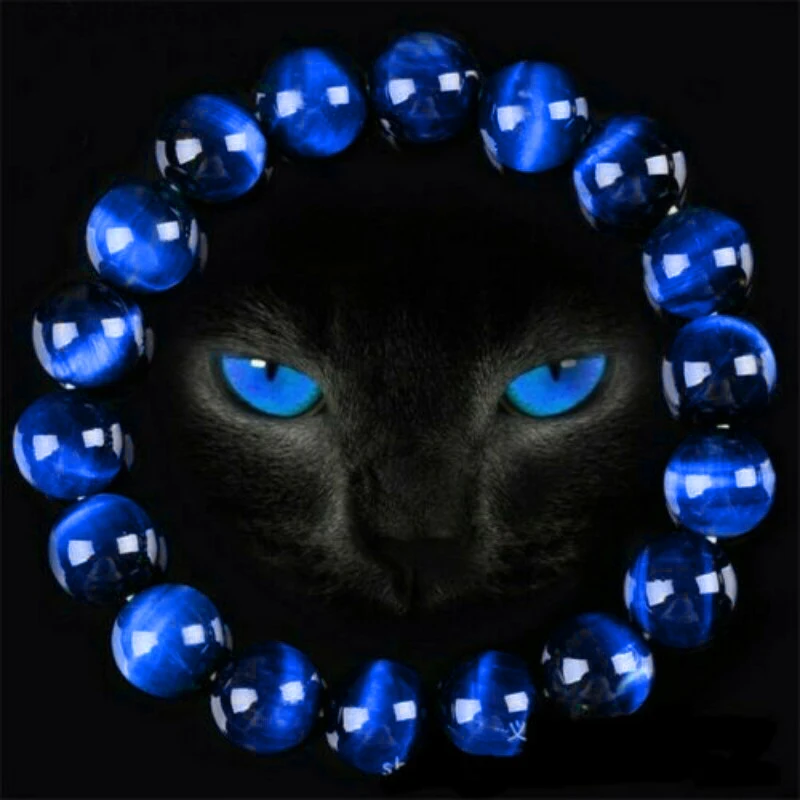 6/8/10/12mm Gorgeous Blue Tiger Eye Bracelets for Men Women Natural Tige... - £6.20 GBP+