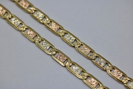 10K Tri Color Gold 4.5MM Diamond Cut Mariner Link Chain Necklace 22&quot; Long 20.2g - £948.41 GBP