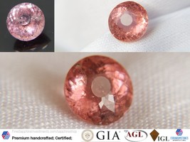  Tourmaline, untreated, strawberry Pink premium handcrafted custom round Madagas - £355.89 GBP