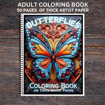 Butterflies - Spiral Bound Adult Coloring Book - Thick Artist Paper - 50 pages - £22.73 GBP