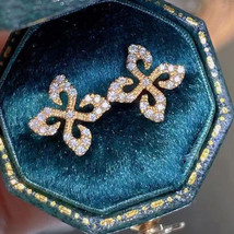 Design Earrings Goddess Exquisite Full Diamond Flower Earrings Super Fairy Flowe - £8.00 GBP
