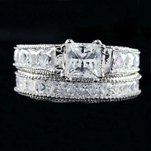 2CT Künstlicher Diamant Weiß Vergoldet Verlobung Ehering Braut Ring Set - $128.55