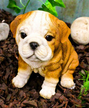 Ebros Lifelike Sitting Adorable Bulldog Puppy Dog Figurine 5&quot;H Pet Pal Puppies - £23.50 GBP