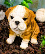 Ebros Lifelike Sitting Adorable Bulldog Puppy Dog Figurine 5&quot;H Pet Pal P... - £23.59 GBP
