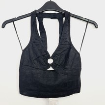 Urban Outfitters - BNWT - Black Xena Linen O Ring Crop Top - XS - RRP £42 - $27.64