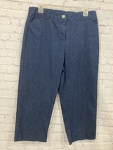 Kim Rogers Women&#39;s size 10 Blue Jean Denim Crop Capri pockets stretch zip - $14.84