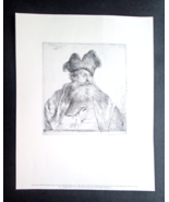 Rembrandt 1640 Etching Old Man with Divided Fur Cap NY Met Museum Qualit... - $20.68 CAD
