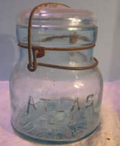 Vintage Atlas Regualr Mouth E-Z Seal Mason Jar BLUE/GREEN Tint - £20.20 GBP