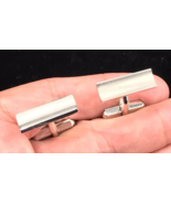 OSK Line Silver Concave Silver Bar Rectagular Cufflinks 7/8&quot; x 1/4&quot; - £7.41 GBP