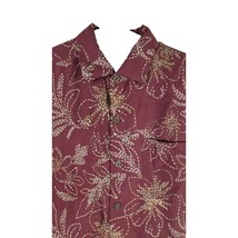 Tommy Bahama Silk Shirt Red Medium Mens Floral Leaf Short Sleeve - $29.70