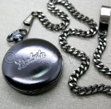 DAKOTA Pocket Watch Black color for Men 42 MM Arabic Numbers with Fob Ch... - $20.99