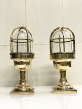 Industrial Vintage Brass Metal Ship Salvaged Bulkhead Post Mount Lamp Lot of 2 - $274.23