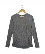 Athleta Top Womens Medium Gray Quarter Zip Long Sleeve Ruched Athletic S... - $25.73