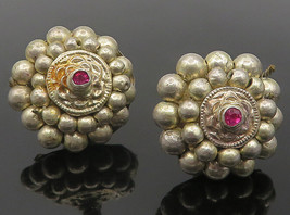 925 Sterling Silver - Vintage Pink Topaz Bubble Dome Drop Earrings - EG5997 - £24.06 GBP