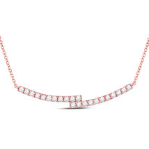 14kt Rose Gold Womens Round Diamond Double Bar Necklace 1.00 Cttw - £768.96 GBP