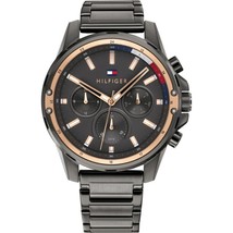 Tommy Hilfiger Herren Quarz Edelstahl graues Zifferblatt 45 mm Uhr 1791790 - £81.64 GBP