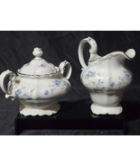 Vintage JOHANN HAVILAND Bavaria BLUE GARLAND Creamer &amp; Sugar Bowl With Lid - $24.98