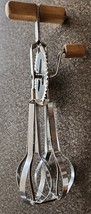 Vintage EKCO ~ Stainless Steel ~ Rotary Hand Mixer ~ Egg Beater ~ WOODEN Handles - £35.31 GBP